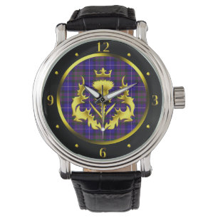 Montre Fierté de Tartan écossais avec chardon doré