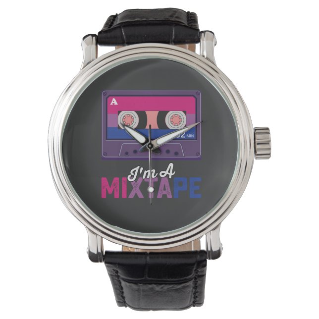 Montre Fierté LGBT Je suis une casette Mixtape (devant)