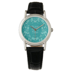 Montre Fierté livresque florale turquoise et préjudice