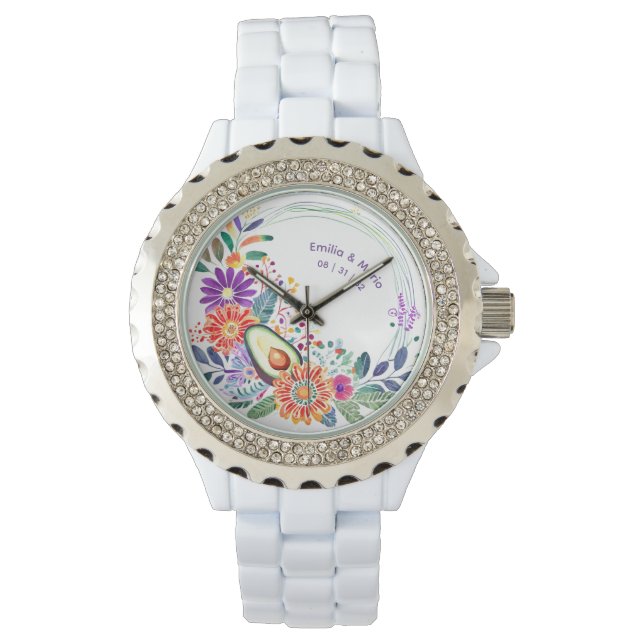 Montre FIESTA Folkart Fleurs Avocat Sur mesure (devant)