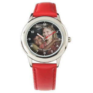 Montre Fille avec photo personnalisée moderne et texte pe