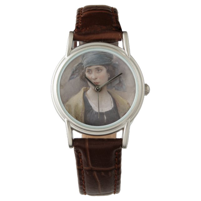 Montre Fille avec un foulard vert (par Ludwig Passini) (devant)