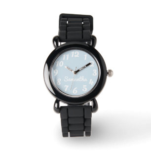 Montre Fille bleu clair gris et blanc Personnalisé