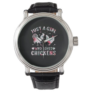 Montre Fille d'art de poulet qui aime les poulets