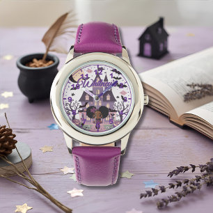 Montre Fille effrayante aux afro-pouf violets