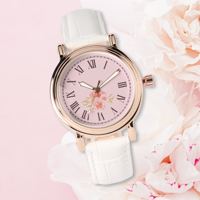 Montre Fille esthétique Rose Rose Floral (Créateur téléchargé)