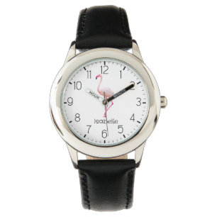 Montre Fille Flamant rose rose personnalisée