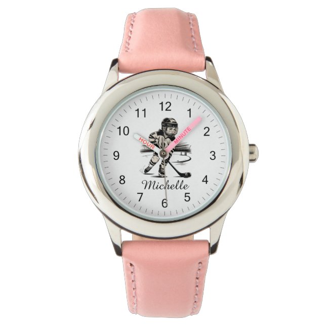 Montre Fille moderne tendance jouant le hockey sur glace  (devant)