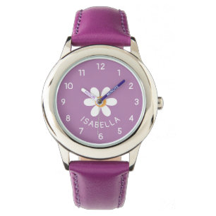 Montre Fille Personnalisée Fleur de Marguerite Violette N