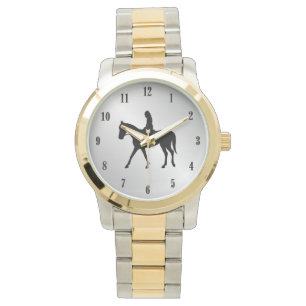 Montre Fille sur le cheval Silver Black Numéros