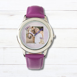 Montre Filles Cheval Floral Violet