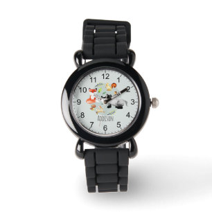 Montre Filles Cute Woodland Forest Animaux Fox & Name Kid
