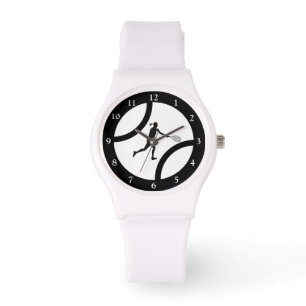 Montre Filles Joueuse De Tennis Touchant À L'Arrière-Plan