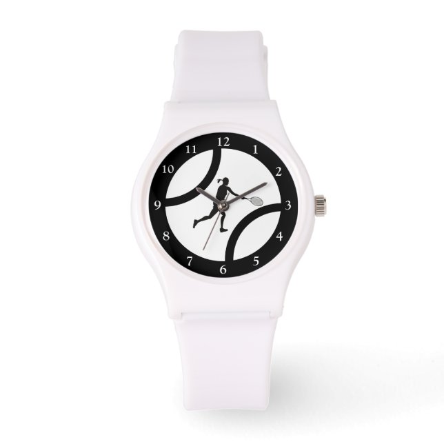 Montre Filles Joueuse De Tennis Touchant À L'Arrière-Plan (Recto)