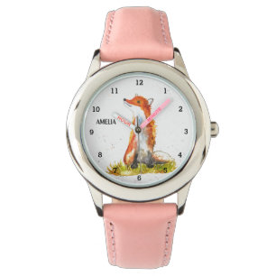 Montre Filles mignonnes Fox Animaux Enfants Faune Forêt