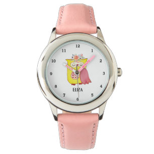 Montre Filles mignonnes Hibou jaune oiseau Animaux Enfant