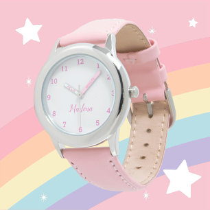 Montre Filles Mignonnes Moderne Rose Élégant Nom Personna