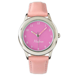 Montre Filles mignonnes rose moderne stylé Nom personnali