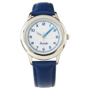 Montre Filles personnalisées Nom Bleu Sangle