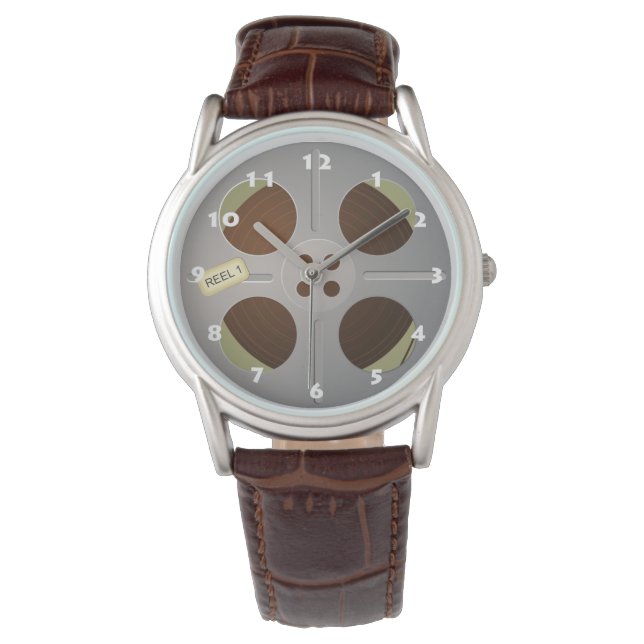 MONTRE FILM RETRO TENDANCE AVEC NUMÉROS BLANCS (devant)