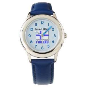 Montre Finlande et Drapeau Finlandais Personnalisés