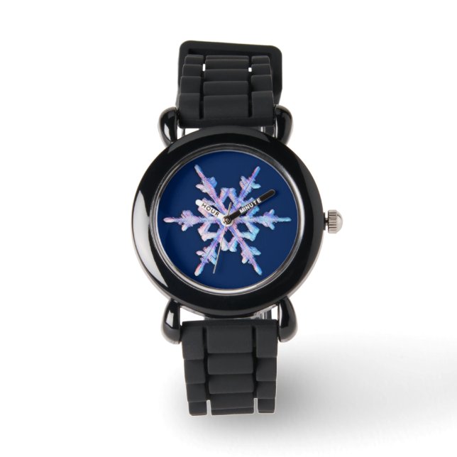 Montre Flacon de neige Iridescente sur bleu foncé (Recto)