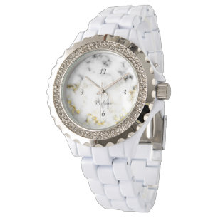 Montre Flacon doré noir et blanc en marbre Monogramme