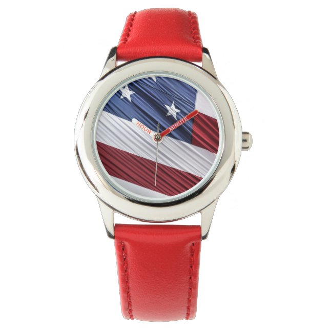 Montre Flag patriotique américain rouge, blanc et bleu (devant)