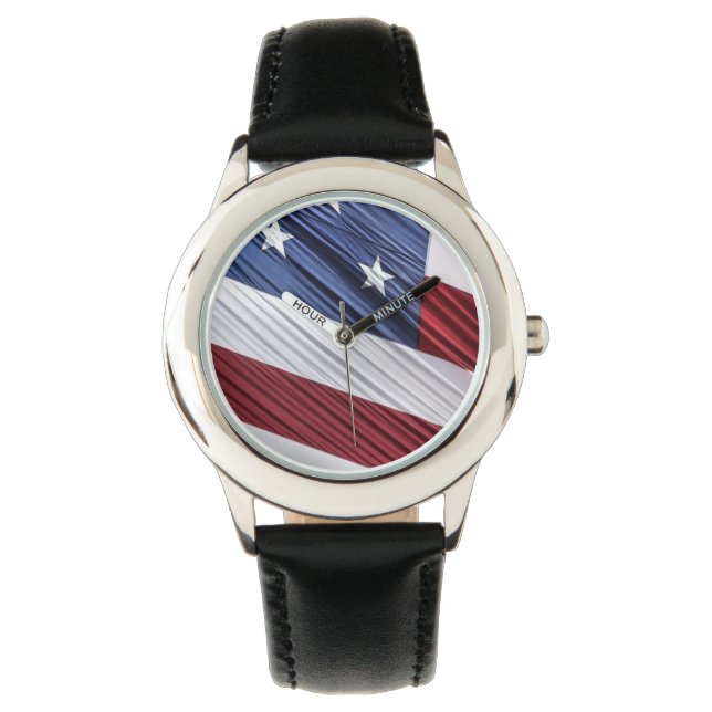 Montre Flag patriotique américain rouge, blanc et bleu (devant)