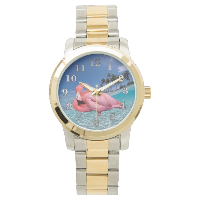 Montre Flamant rose et palmiers (devant)