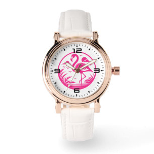 Montre Flamant rose rose Cercle d'été Design-68730 à deux