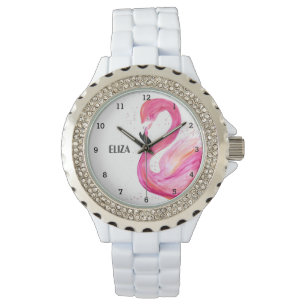 Montre Flamant rose rose mignon Surveillance de la faune