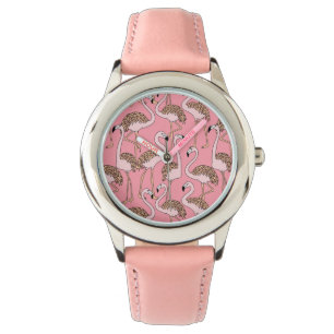 Montre Flamant rose rose Oiseau de plage tropical