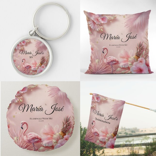 Montre Flamant rose tropical Quinceañera, coutume (Créateur téléchargé)