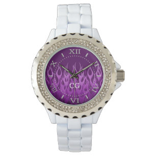 Montre Flammes de course violettes monogrammées