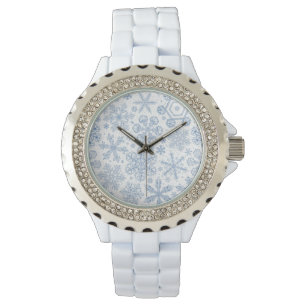 Montre Fléchettes de neige grises sur blanc