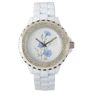 Montre Fleur chicorée sauvage Aquarelle botanique Art