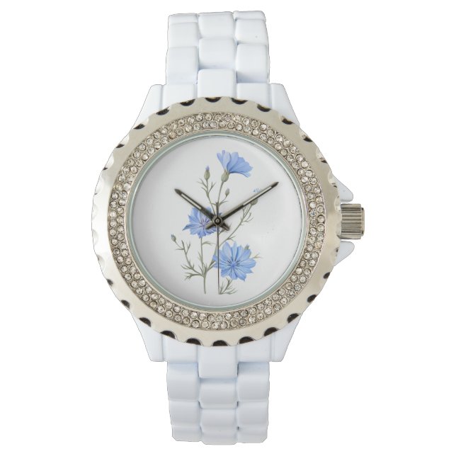 Montre Fleur chicorée sauvage Aquarelle botanique Art (devant)