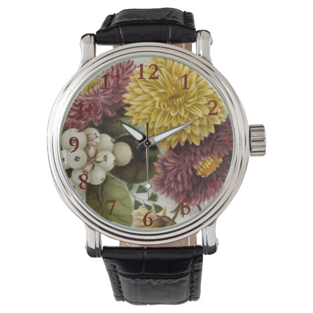 Montre Fleur de chrysanthème mère florale (devant)