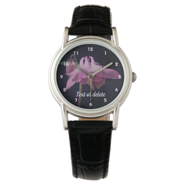 Montre Fleur de Columbine rose intense personnalisée (devant)