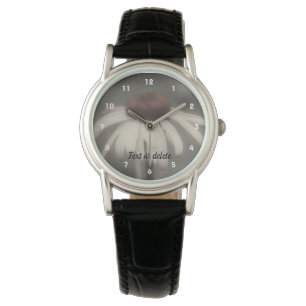 Montre Fleur De Faisceau En Noir Et Blanc Personnalisé