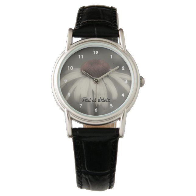 Montre Fleur De Faisceau En Noir Et Blanc Personnalisé (devant)