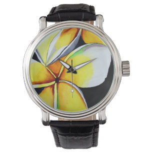 Montre fleur de frangipanier par Sacha Grossel Art