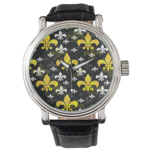 Montre Fleur De Lis Blanc Jaune