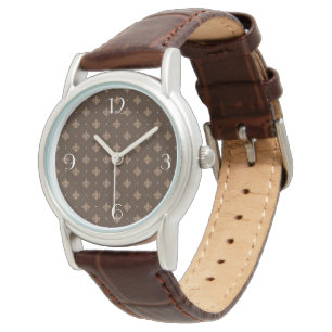 Montre Fleur De Lis Brown Modèle Damas
