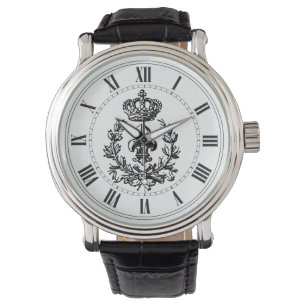 Montre Fleur-De-lis, couronne et guirlande