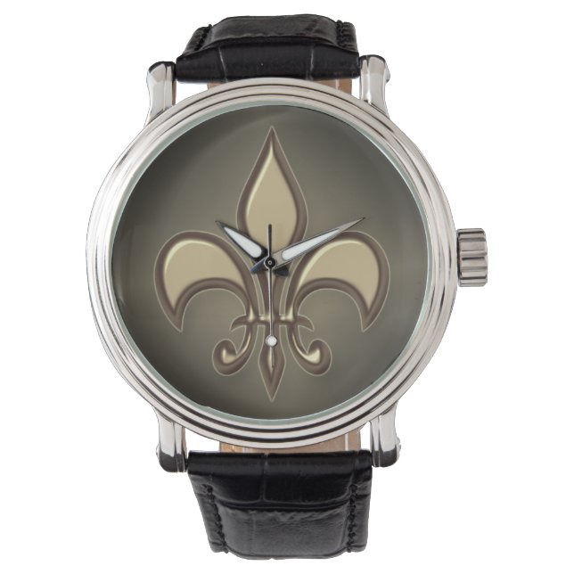 Montre Fleur de lis en or noir (devant)