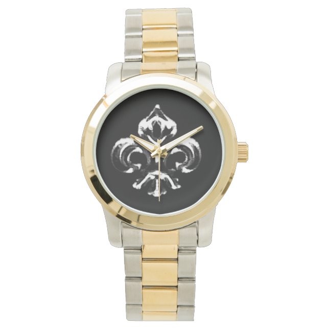 Montre Fleur de lis métallique (argent) (devant)