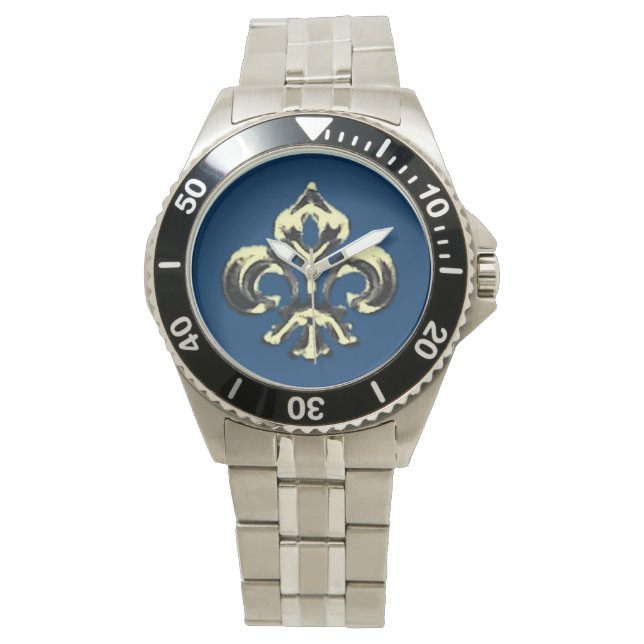 Montre Fleur de lis métallique (Or) (devant)