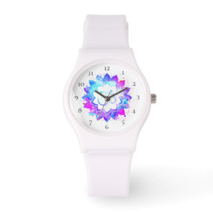 Montre *~* Fleur de Lotus Om Blanche pour femmes Mandala 
